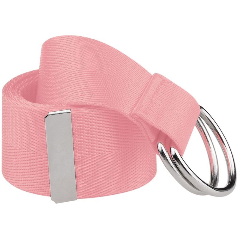 Double D-Ring Buckle Belt Canvas Solid Belt Adjustable Waist Belts Pink